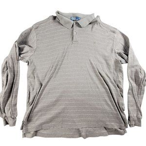 Polo By Ralph Lauren Mens 2XLT Brown Long Sleeve Polo Shirt Big And Tall Casual